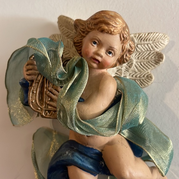 Antique Beautiful and unique Angel playing the harp wall deco or ornament - Picture 7 of 10